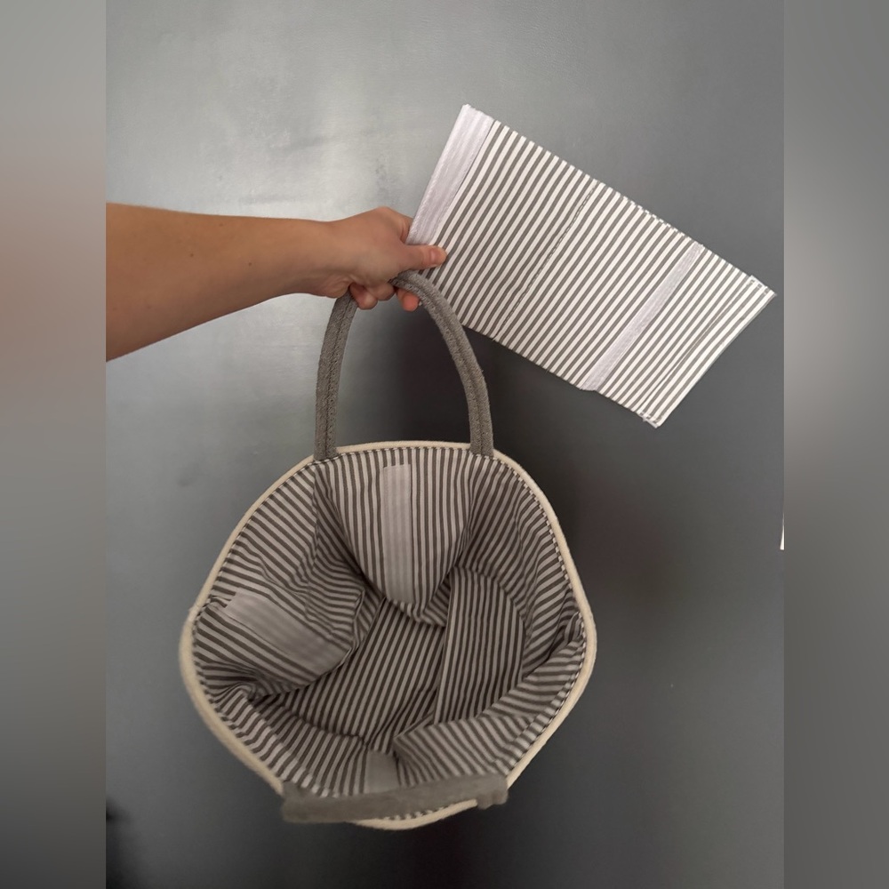 BodiCal Gray and White Woven Cotton Convertible Shower / Baby / Storage Basket - Picture 5 of 14
